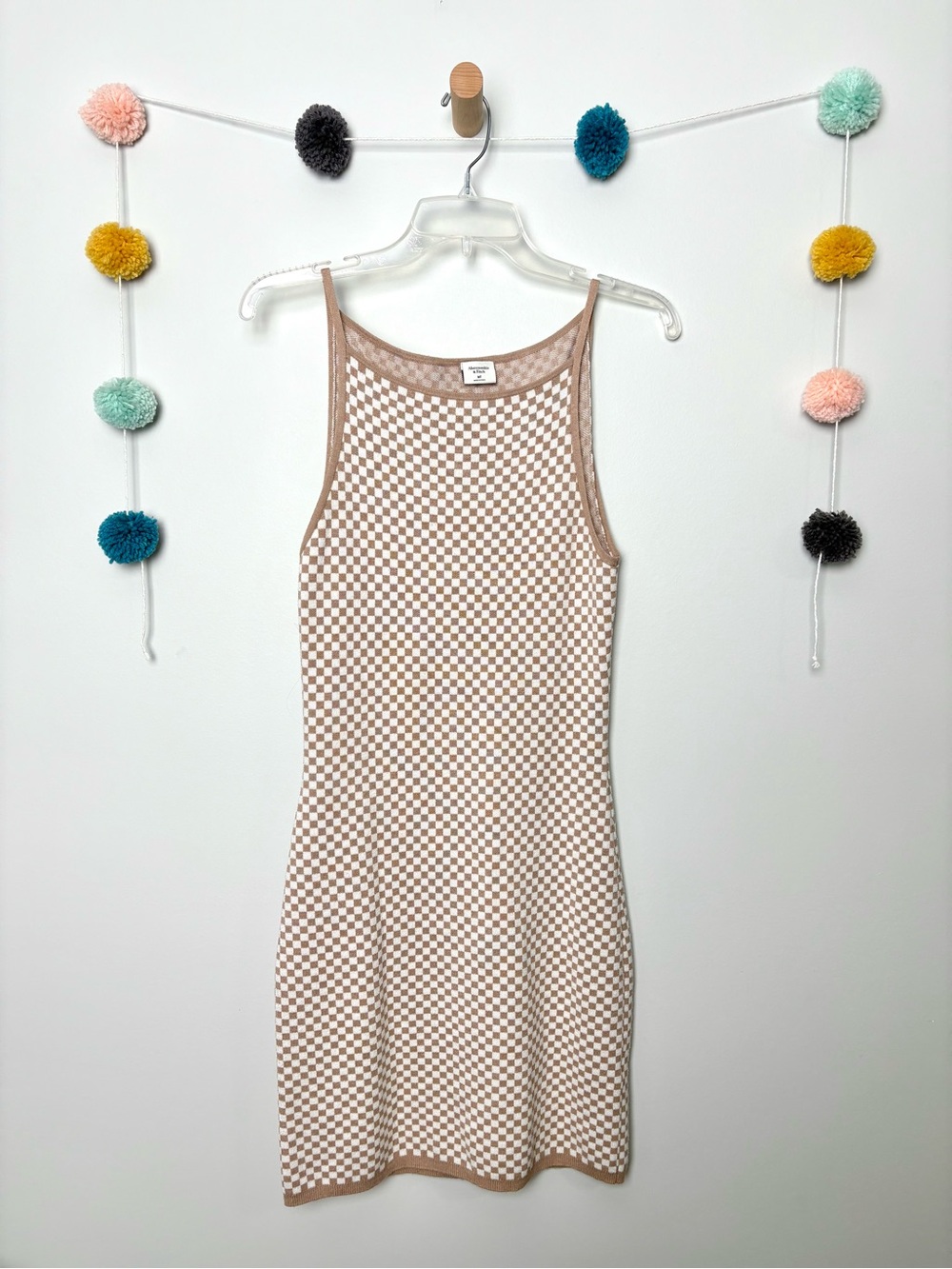 Abercrombie Tan and White Checkered Mini Dress